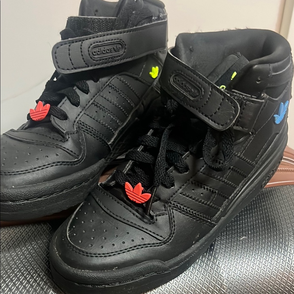 Adidas Kids Black Sneakers with Colorful Accents